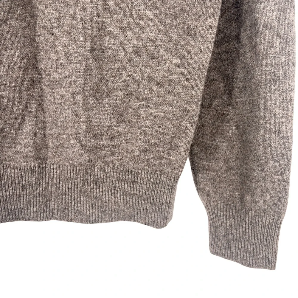 J.Crew Men's Shawl Collar Lambswool Pullover Sweater Brown Button Size Medium‎